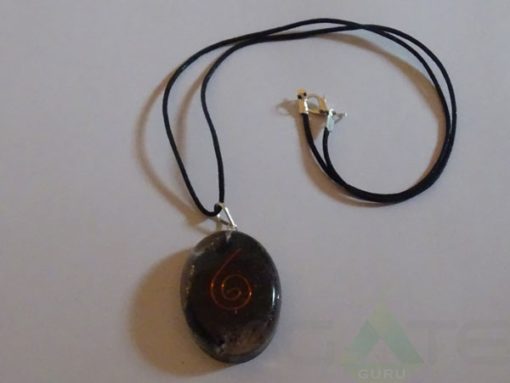 Black Tourmaline Orgone Oval Pendent With Cord