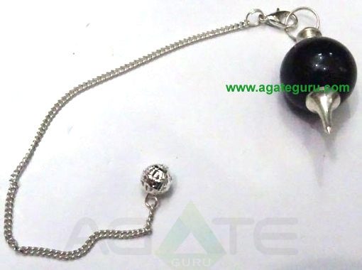 Black Turmoline Ball Pendulums With silver Chain