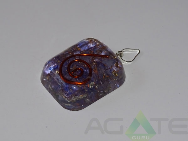 Blue Orgone Rounded Square Pendent