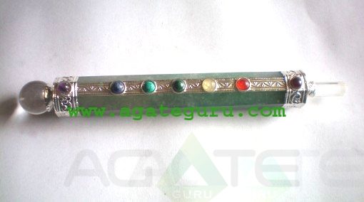 Green Aventurine Chakra Healing Stick With Crystal Ball And Pencil