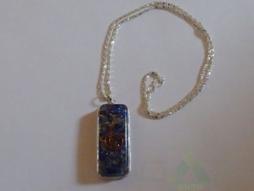 Lapis Lazuli Orgone Pipe Pendent With Metal Chain