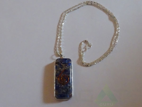 Lapis Lazuli Orgone Pipe Pendent With Metal Chain