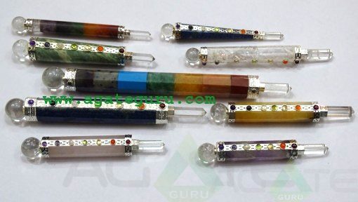 MIX STONE CHAKRA HEALING STICK WITH CRYSTAL BALL AND PENCIL