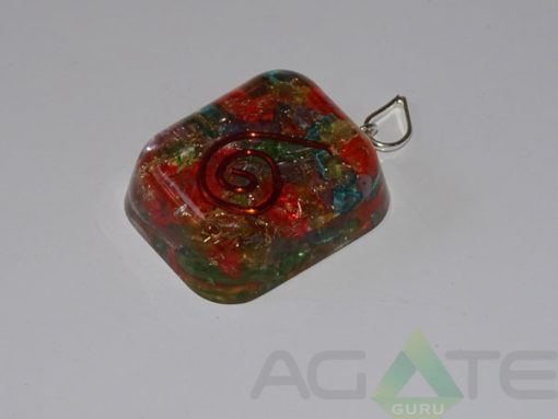 Mix Chakra Onyx Stone Orgone Rounded Square Pendent