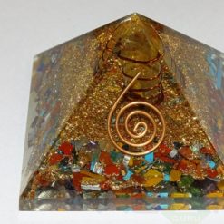 Mix Chakra Stone Orgone Layer Copper Pyramid With Point