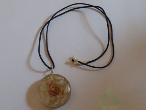 Moon Stone Orgone Disc Pendent With Cord
