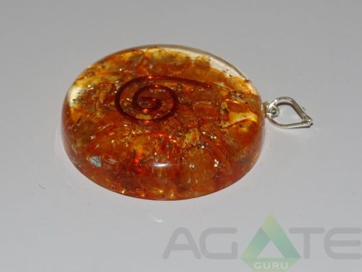 Orange Orgone Disc Pendent