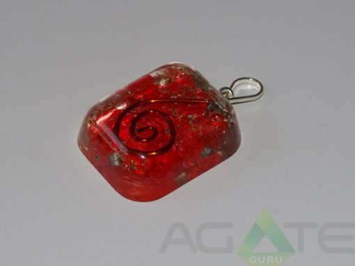 Red Orgone Rounded Square Pendent