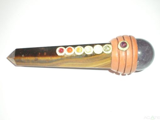 Tibetan Tiger Eye Chakra Obelisk Healing Wand