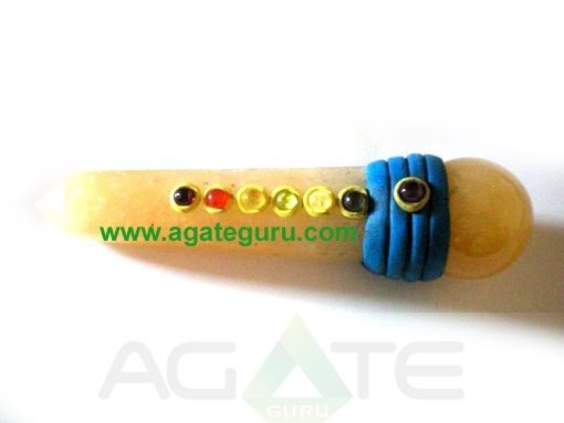 Tibetan Yellow Aventurine Healing Wand With Ball