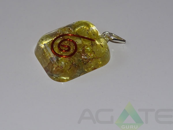 Yellow Orgone Rounded Square Pendent Yellow Orgone Rounded Square Pendent