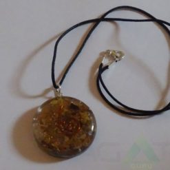 Yellow jasper Orgone Disc Pendent With Cord