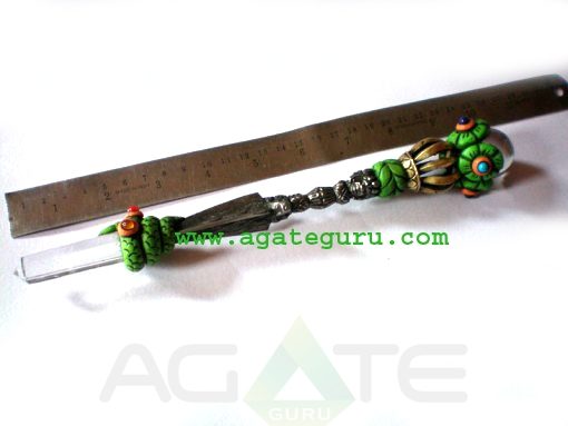 Vajra Healing Stick With 2INCH Metal & Iron Vajra Crystal Quartz Ball Crystal Quartz Obelisk And Chakra Cabs