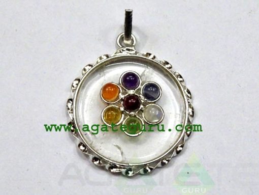 7 Chakra Crystal Quartz Disk Pendent