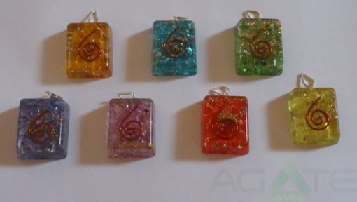 7 Chakra Orgone Energy Square Pendent