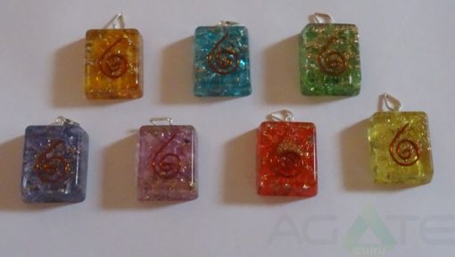 7 Chakra Orgone Energy Square Pendent