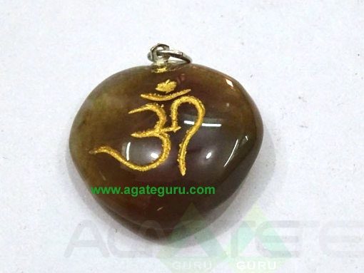 Agate Stone Om Heart Pendent