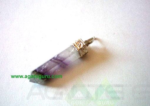 Amethyst Faceted Silver Metal Pencil Pendent