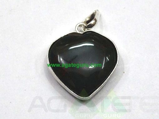 Black Agate Heart Pendant