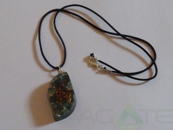 Blood Stone Orgone Eye Pendent With Cord