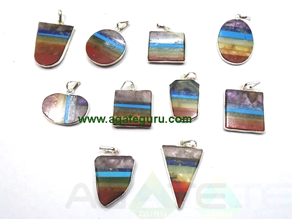 Chakra Bonded Slice Pendants Chakra Bonded Slice Pendants