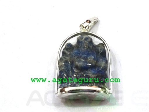 Lapiz Lazule Agate Ganesha Metal Pendent