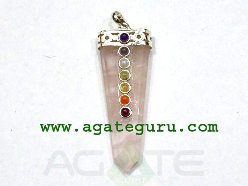 Rose Quartz Chakra Flat Pendants