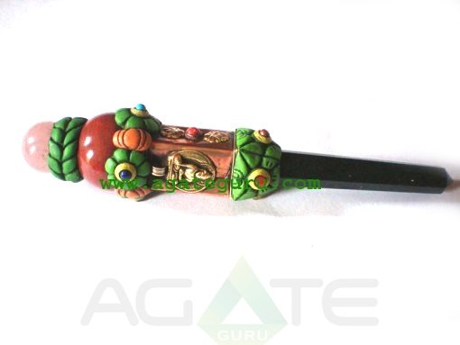 Tibetan Healing Wand With Black Turmoline Obelisk