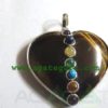 Tiger Eye Agate 7 Chakra Metal Heart Pendent