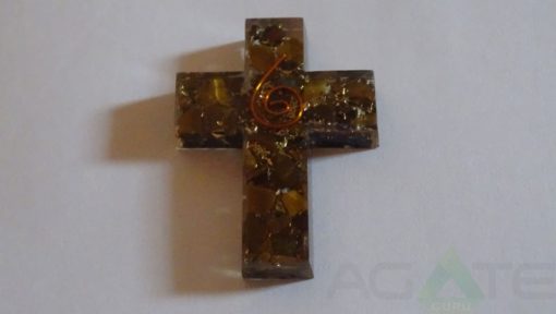 Tiger Eye Orgone Cross Shape Pendant