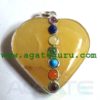 Yellow Agate 7 Chakra Metal Heart Pendent