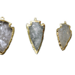 Crystal Quartz Eletroplated arrowhead pendant