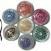 Crystal Agate Engrave Chakra Colourful Disc set with velvet purse