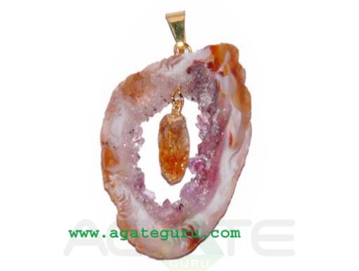 Agate 2 pieces Slice Pendant..