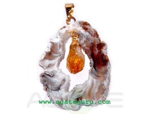 Agate 2 pieces Slice Pendant...