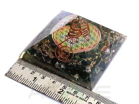 Big Orgonite Blood Stone Pyramid With Flower Of Life Symbol And Crystal Point