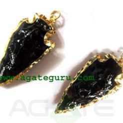 Black Glass Electroplated Agate Stone Arrowhead