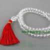 Crystal quartz 108 beads mala - faceted quartz red silk tassel necklace 6mm