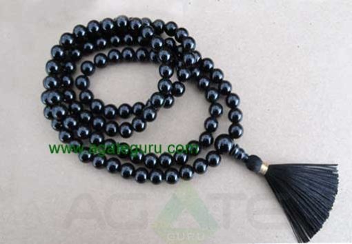 Mala - 8mm black onyx 108 beads buddhist mala - prayer necklace - black