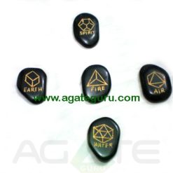 BLACK JASPER COMPLEX GEOMETRY PALMSTONE SET