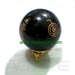 Black Obsidian Engrave USAI Reiki sphere