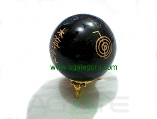 Black Obsidian Engrave USAI Reiki sphere