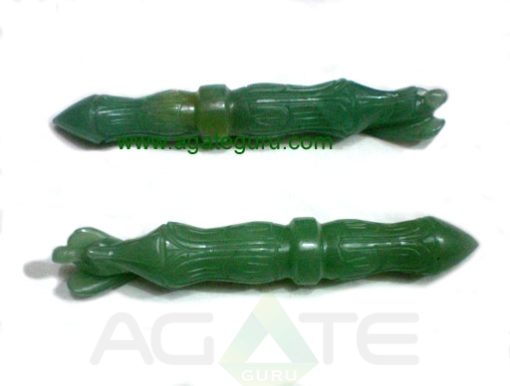 Green Aventurian Carved Angel Wands