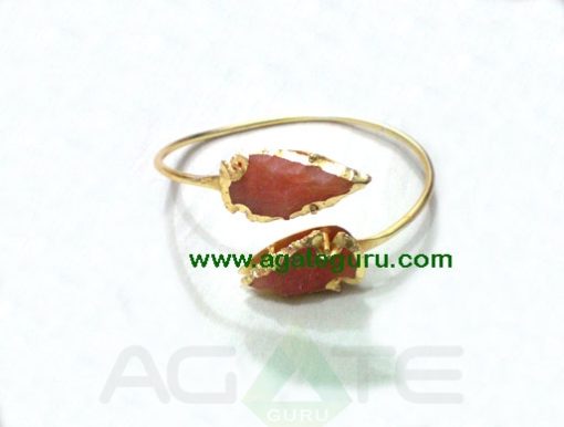 RED CORNELIAN TWO TONE ARROWHEAD BANGLE