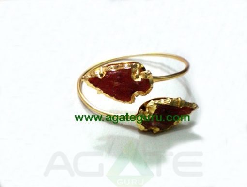 Red Gold Stone Arrowhead Bangle