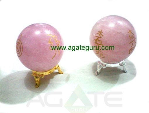 Rose Quartz Engrave USAI Reiki sphere