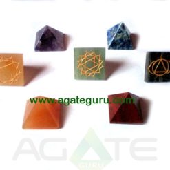 Seven Chakra Reiki Engraved Small Size Pyramids Set