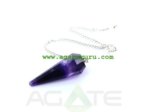 Amethyst Faceted Pendulum With Om Charms : Chakra Pendulum exporter