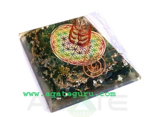 Quality Manufacturer Of Big Orgone Energy Green Jade Pyramid With Flower Of Life Symbol And Crystal Point Reiki Pyramid