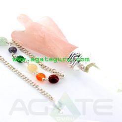 Rose Quartz Angel Pendulum with Chakra Chain